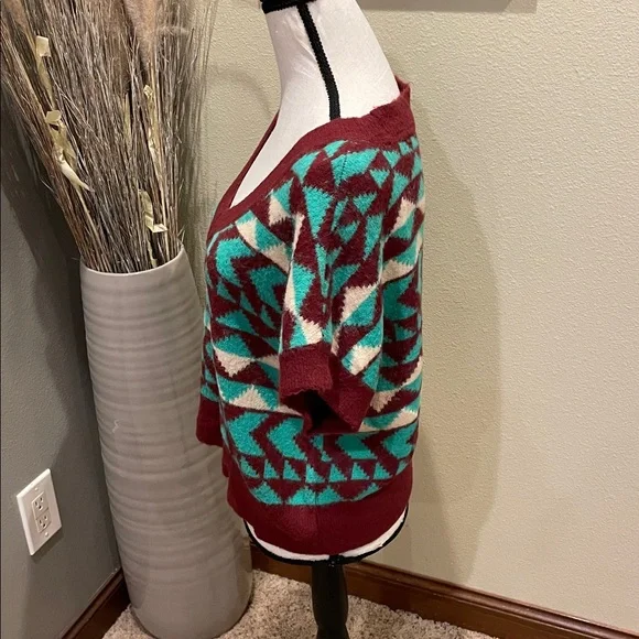 Free People Through The Motions Vest Green & Burgundy Brown Oversized Size Small - Picture 5 of 8